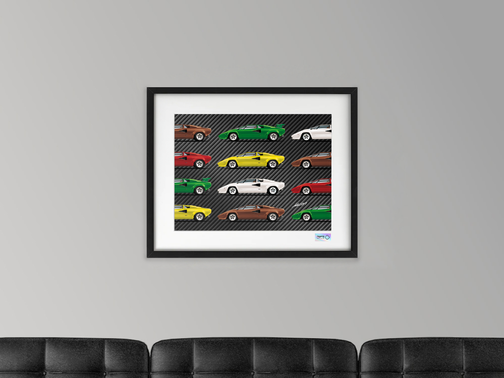 Carbon Poster - MAPS x LARSON - Lamborghini Countach 1979 - POP ART 01