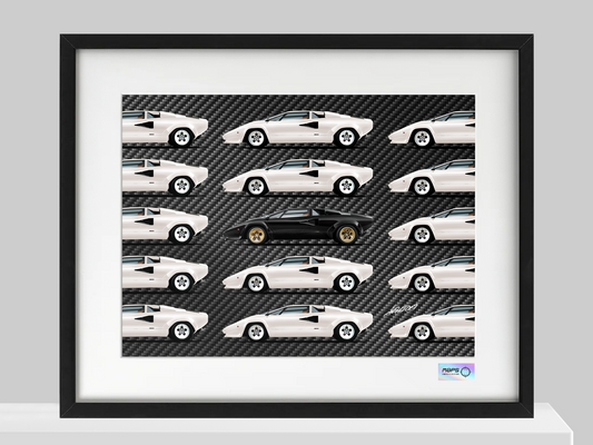 Carbon Poster - MAPS x LARSON - Lamborghini Countach 1979 - Black Sheep