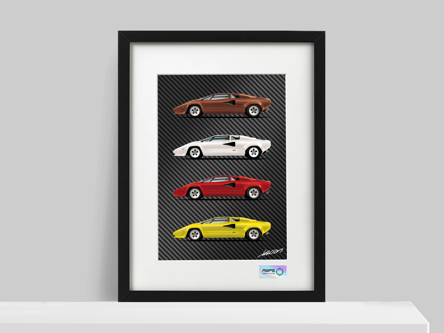 Carbon Poster - MAPS x LARSON - Lamborghini Countach 1979 - Four Cars