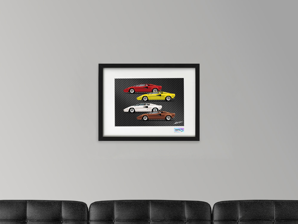 Carbon Poster - MAPS x LARSON - Lamborghini Countach 1979 - Road Race