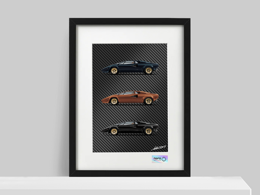 Carbon Poster - MAPS x LARSON - Lamborghini Countach 1979 - Gold Wheels