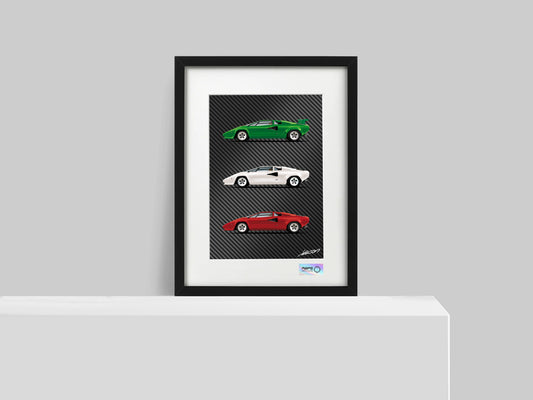 Carbon Poster - MAPS x LARSON - Lamborghini Countach 1979 - Tricolor
