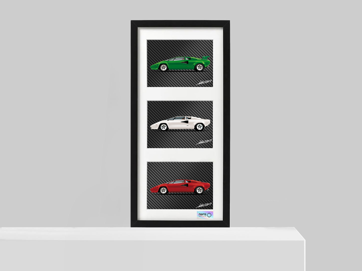 Carbon Poster - MAPS x LARSON - Lamborghini Countach 1979 - Triptych